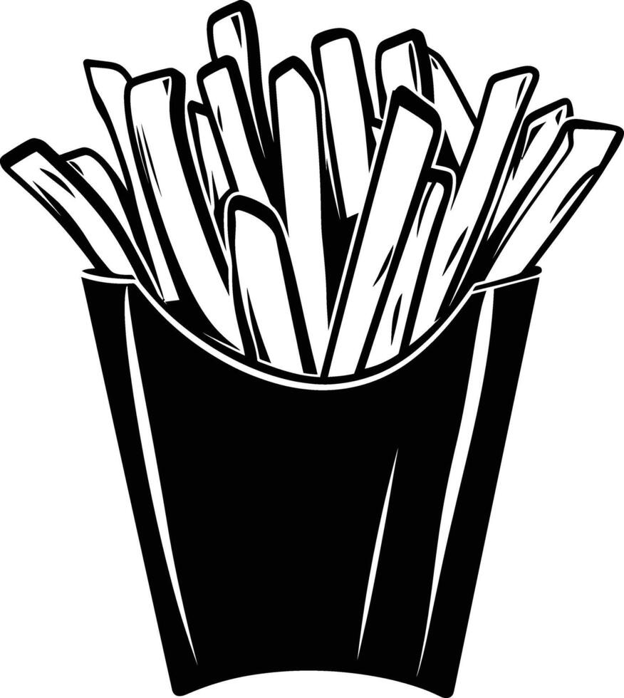 AI generated Silhouette French fries food black color only vector