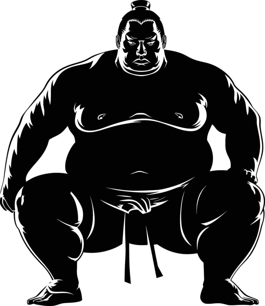 AI generated Silhouette Japanese sumo athlete black color only vector