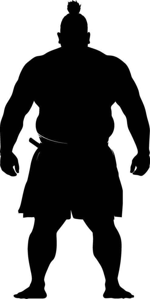 AI generated Silhouette Japanese sumo athlete black color only vector