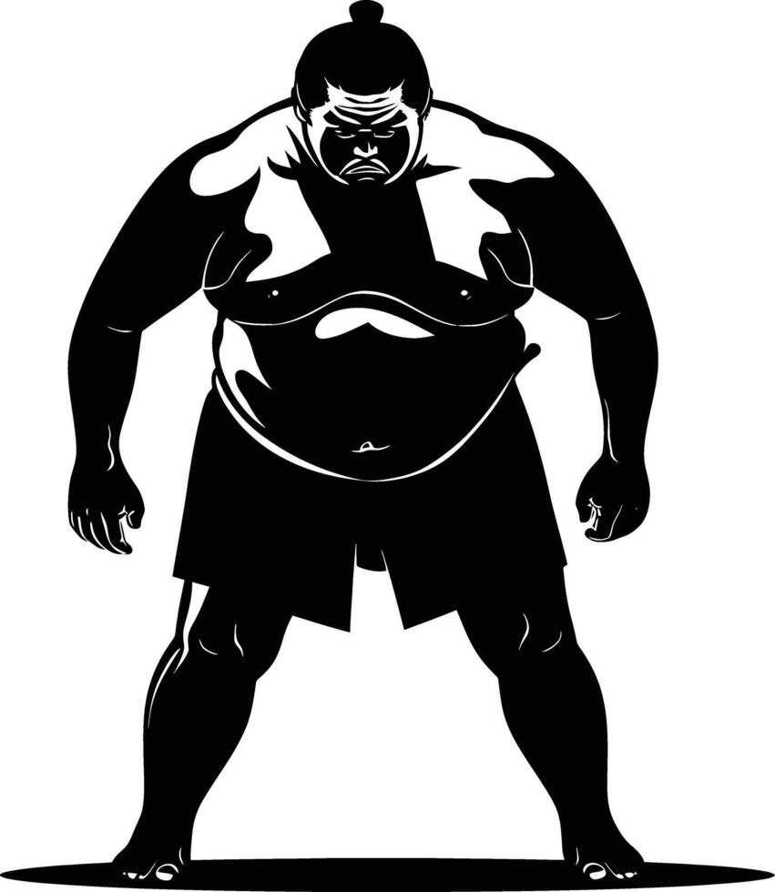 AI generated Silhouette Japanese sumo athlete black color only vector