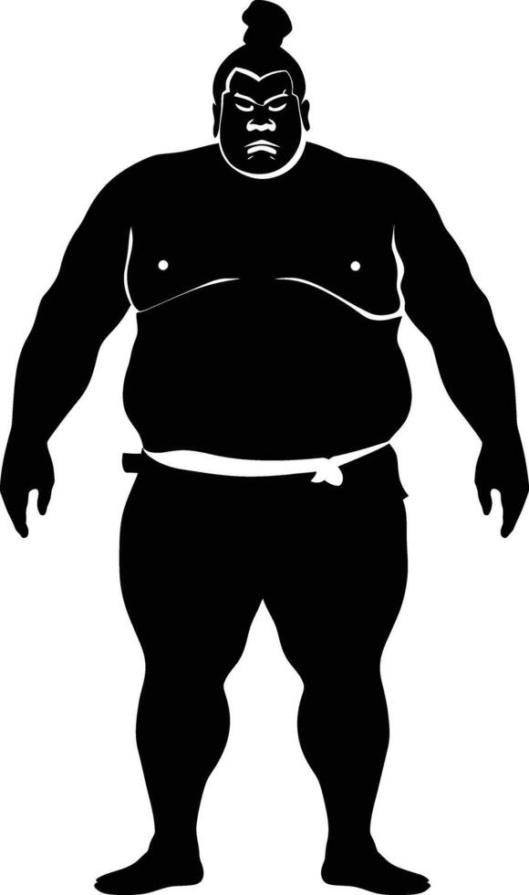 AI generated Silhouette Japanese sumo athlete black color only vector