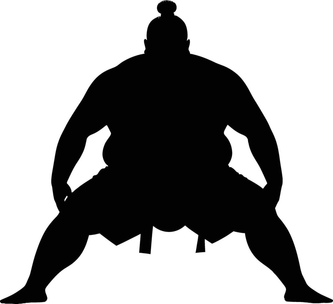 AI generated Silhouette Japanese sumo athlete black color only vector