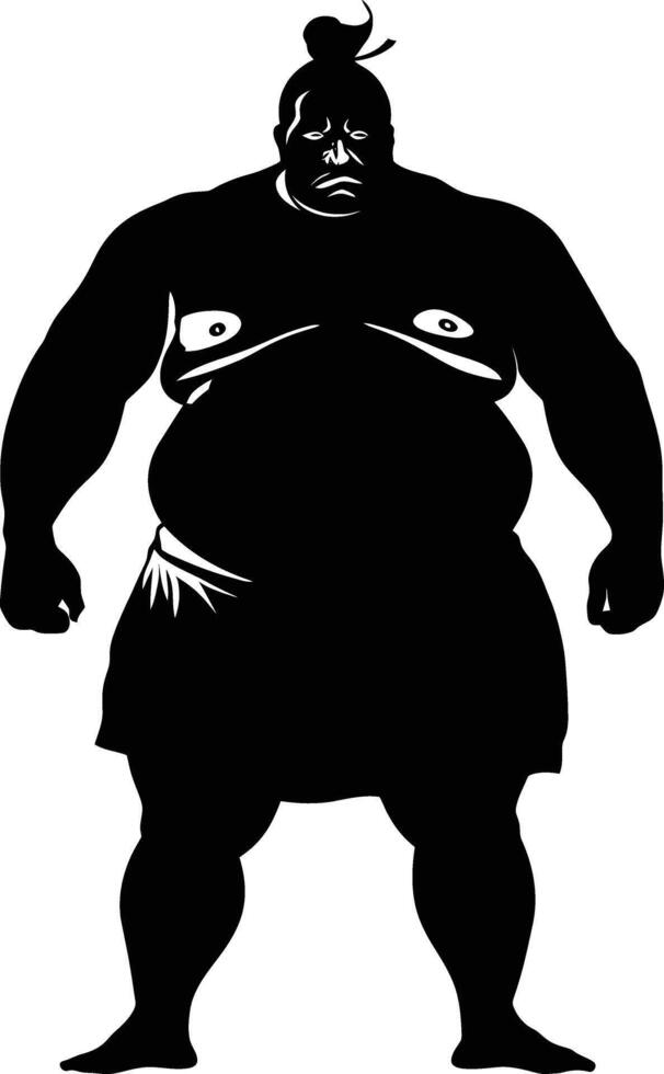 AI generated Silhouette Japanese sumo athlete black color only vector