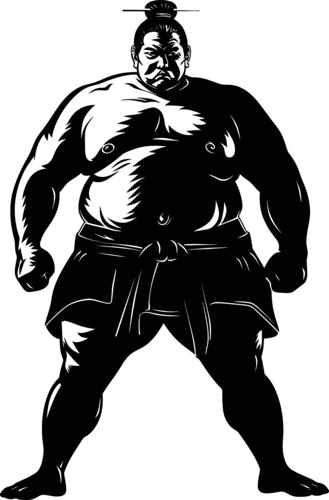 AI generated Silhouette Japanese sumo athlete black color only vector