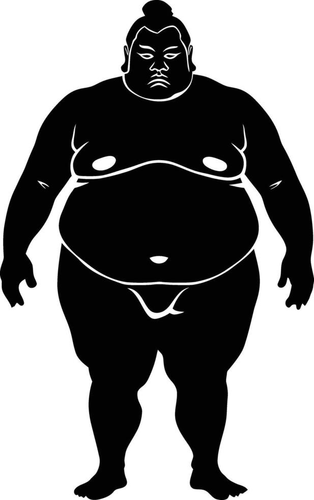 AI generated Silhouette Japanese sumo athlete black color only vector