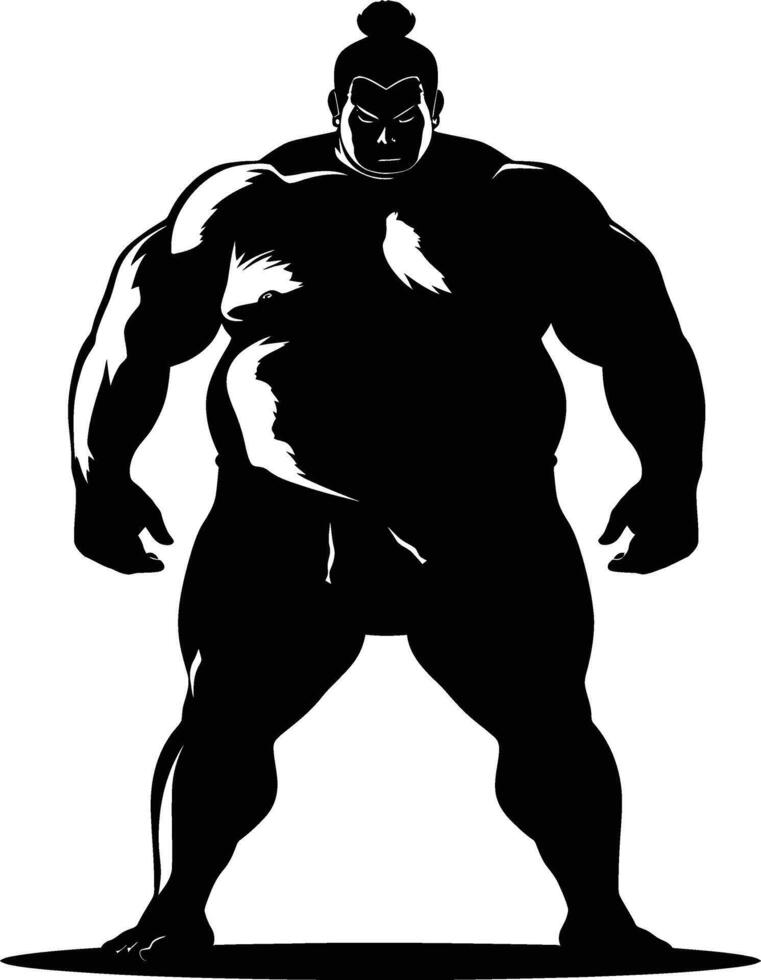 AI generated Silhouette Japanese sumo athlete black color only vector