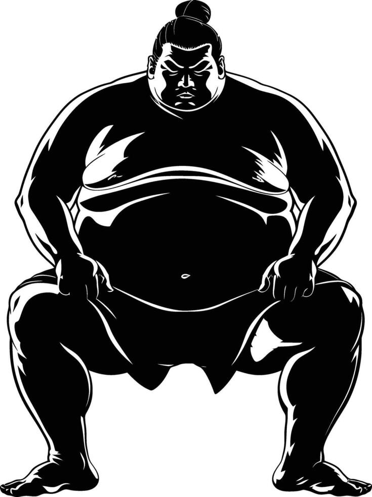 AI generated Silhouette Japanese sumo athlete black color only vector