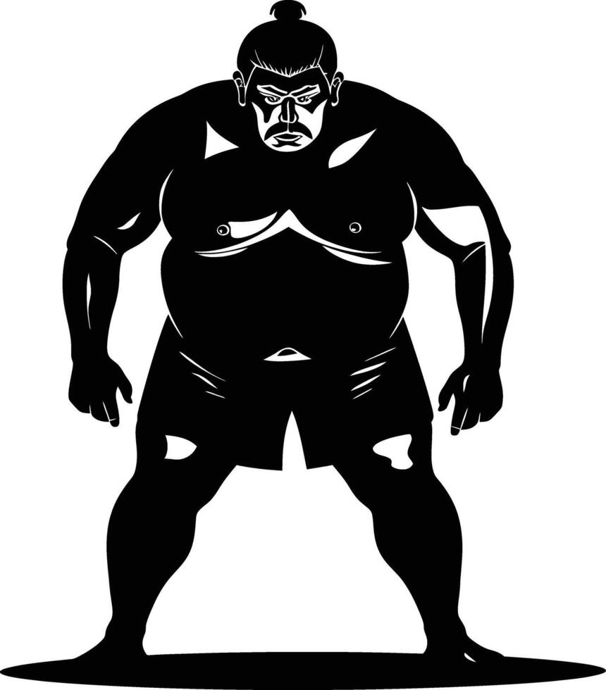 AI generated Silhouette Japanese sumo athlete black color only vector