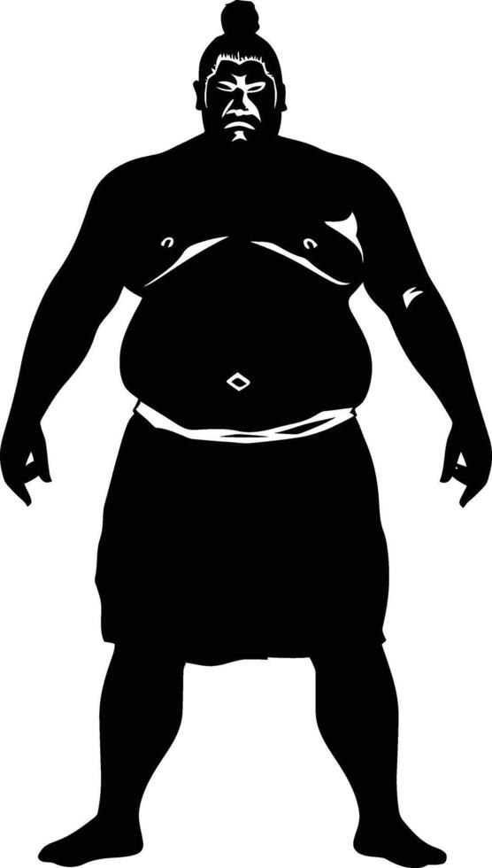 AI generated Silhouette Japanese sumo athlete black color only vector