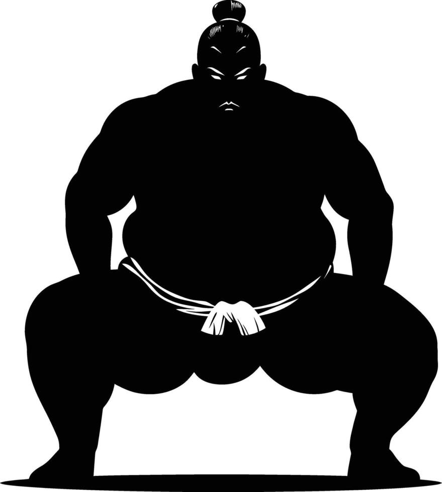 AI generated Silhouette Japanese sumo athlete black color only vector