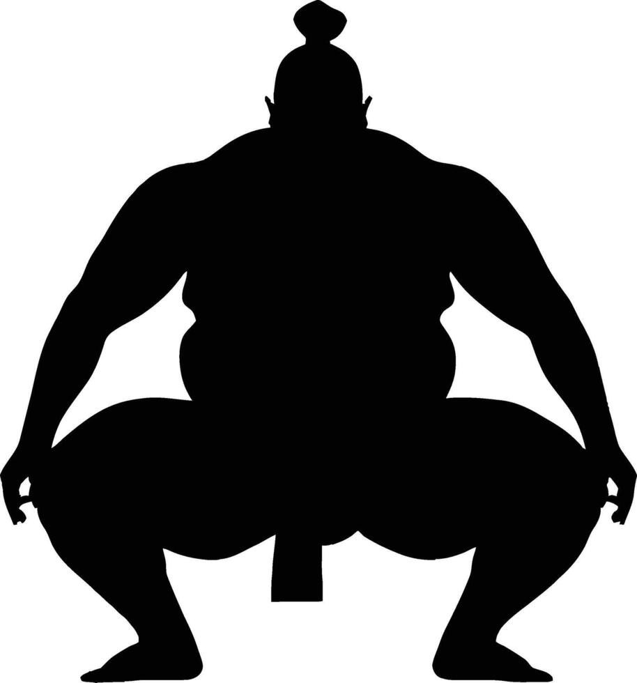 AI generated Silhouette Japanese sumo athlete black color only vector