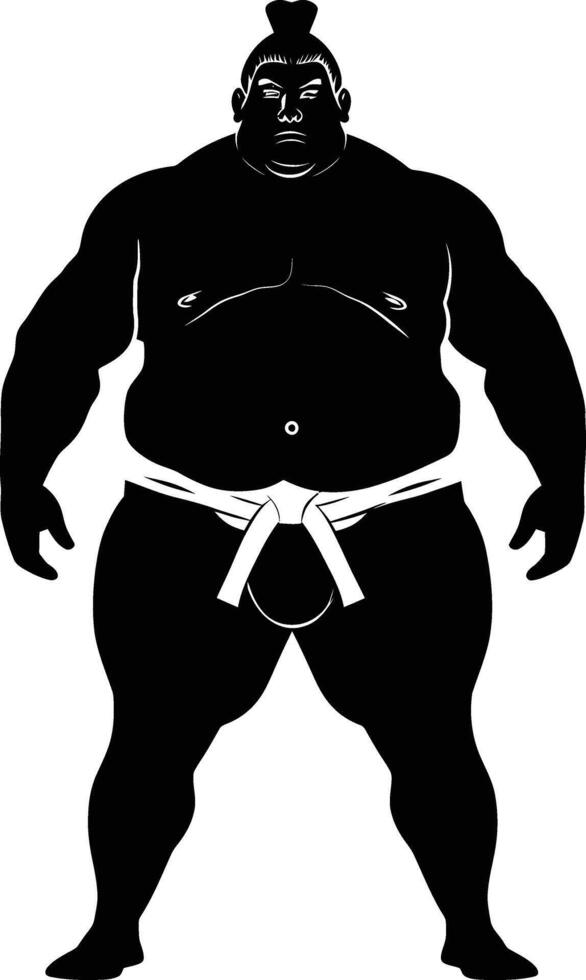AI generated Silhouette Japanese sumo athlete black color only vector