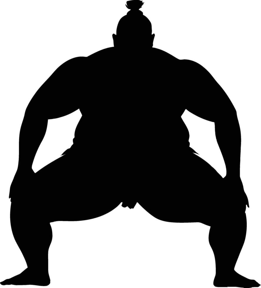 AI generated Silhouette Japanese sumo athlete black color only vector