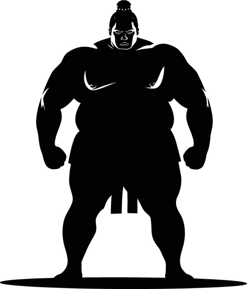 AI generated Silhouette Japanese sumo athlete black color only vector