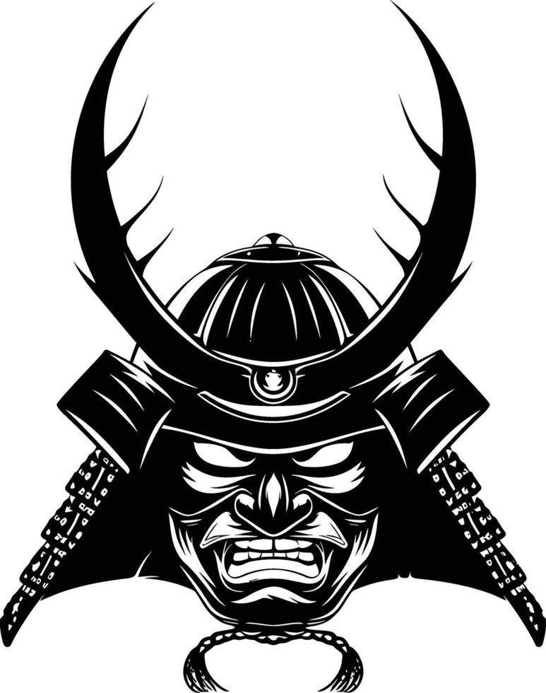 ai generado silueta japonés shogun guerrero casco negro color solamente vector