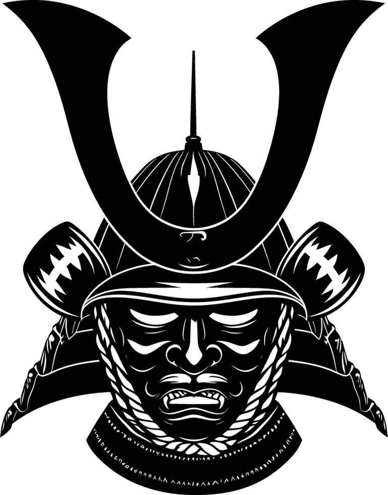 ai generado silueta japonés shogun guerrero casco negro color solamente vector