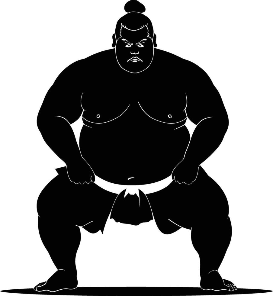 AI generated Silhouette Japanese sumo athlete black color only vector