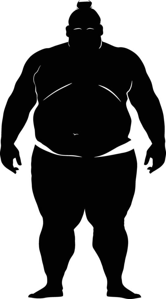 AI generated Silhouette Japanese sumo athlete black color only vector