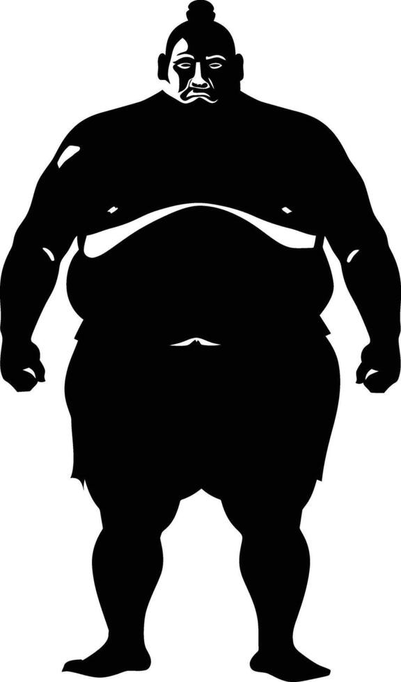 AI generated Silhouette Japanese sumo athlete black color only vector