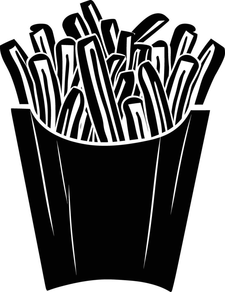 AI generated Silhouette French fries food black color only vector