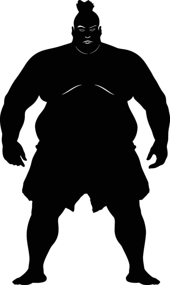 AI generated Silhouette Japanese sumo athlete black color only vector