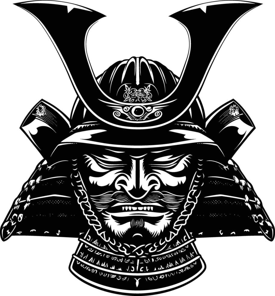 ai generado silueta japonés shogun guerrero casco negro color solamente vector