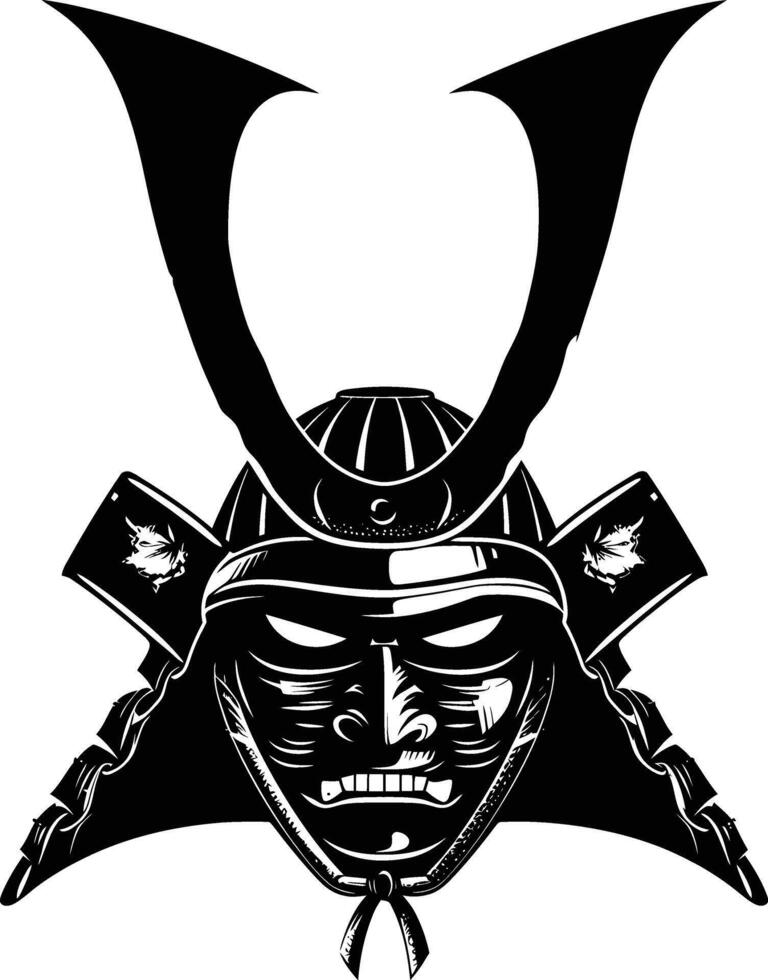 ai generado silueta japonés shogun guerrero casco negro color solamente vector