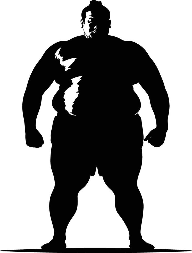 AI generated Silhouette Japanese sumo athlete black color only vector
