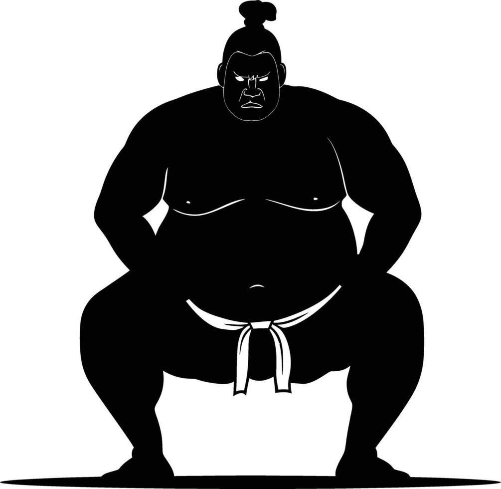AI generated Silhouette Japanese sumo athlete black color only vector