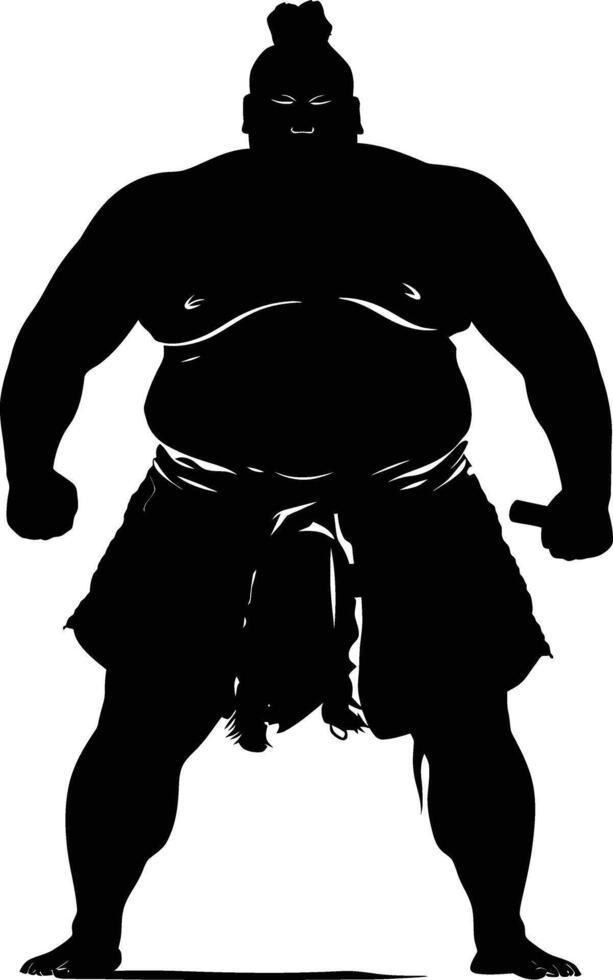 AI generated Silhouette Japanese sumo athlete black color only vector