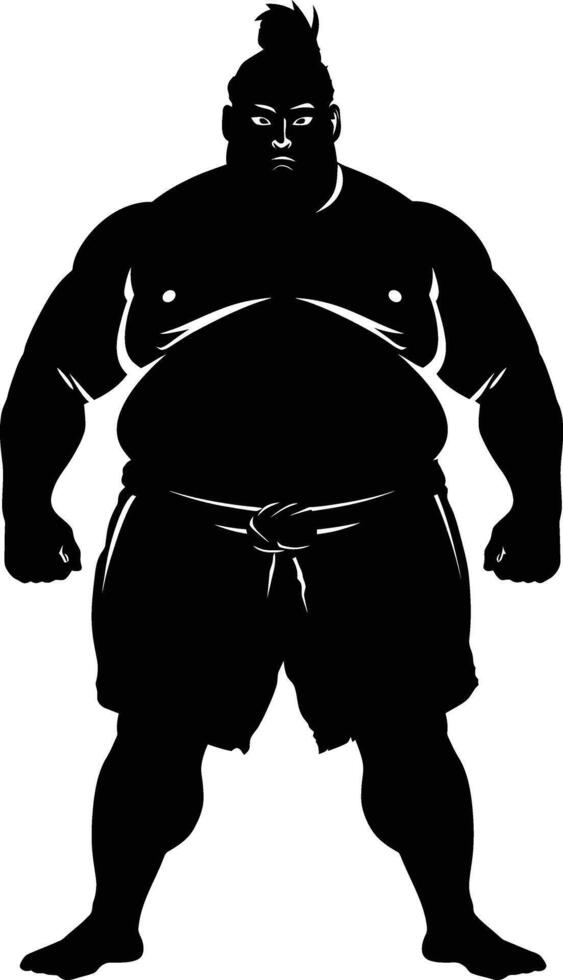 AI generated Silhouette Japanese sumo athlete black color only vector