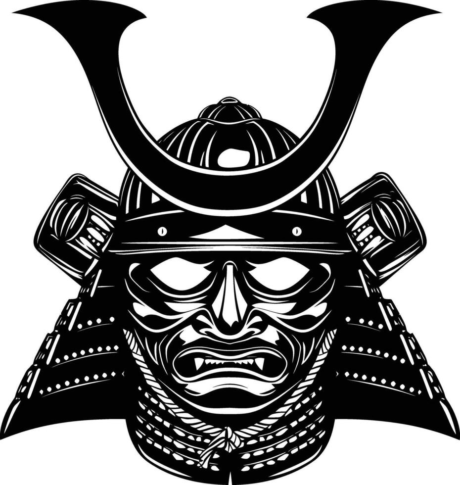 ai generado silueta japonés shogun guerrero casco negro color solamente vector