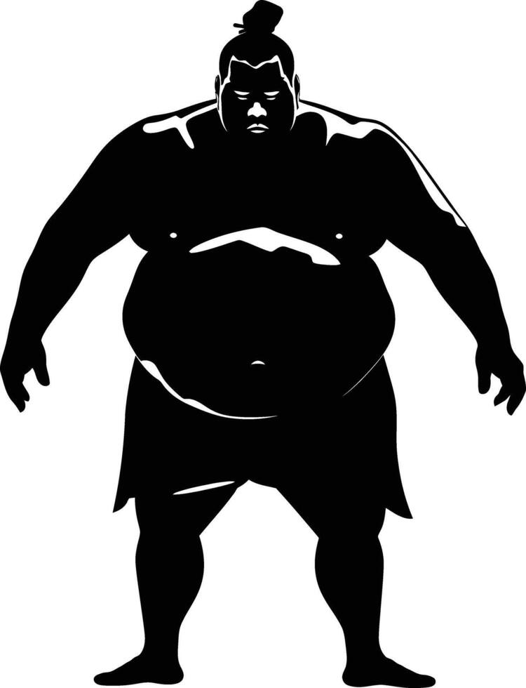 AI generated Silhouette Japanese sumo athlete black color only vector