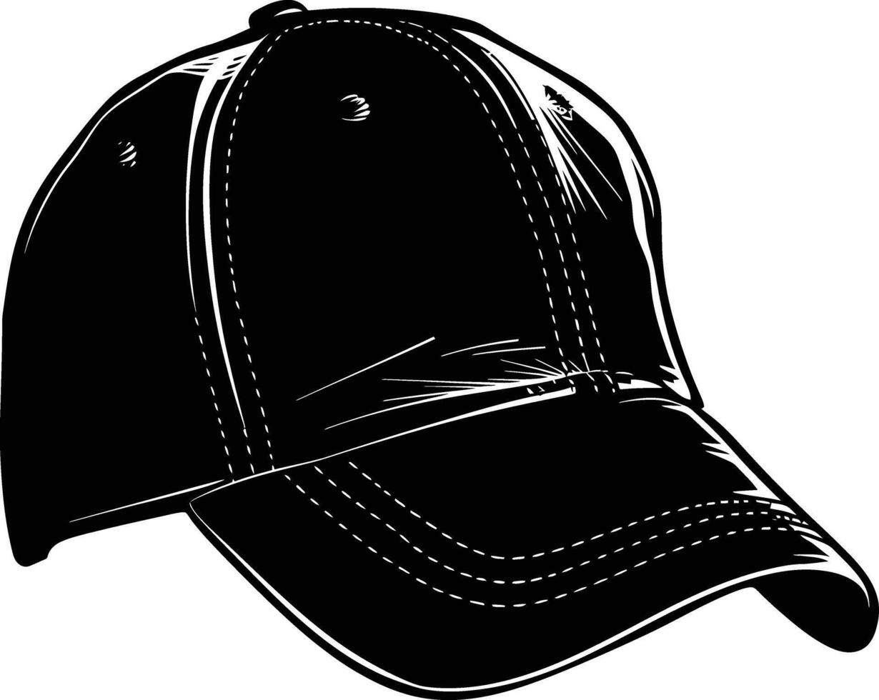 ai generado silueta béisbol sombrero negro color solamente vector