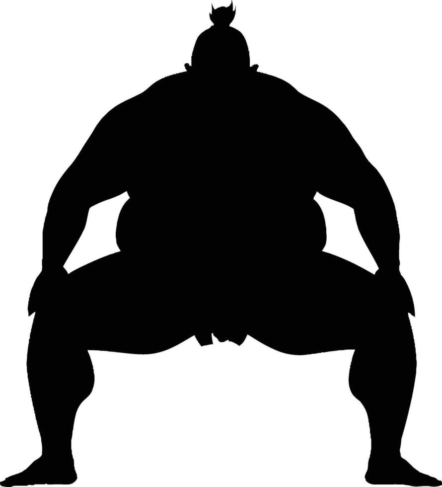 AI generated Silhouette Japanese sumo athlete black color only vector