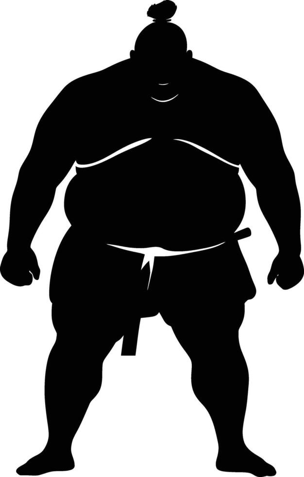 AI generated Silhouette Japanese sumo athlete black color only vector