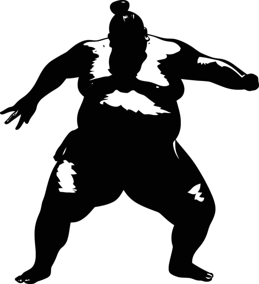 AI generated Silhouette Japanese sumo athlete black color only vector