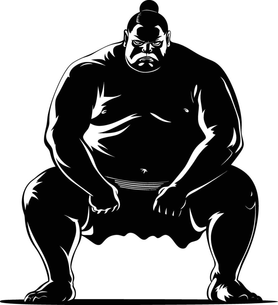 ai generado silueta japonés sumo atleta negro color solamente vector