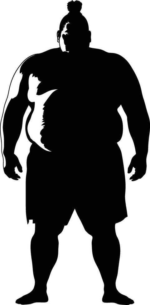 AI generated Silhouette Japanese sumo athlete black color only vector
