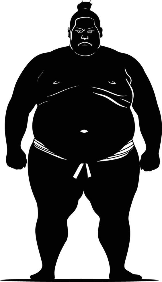 AI generated Silhouette Japanese sumo athlete black color only vector