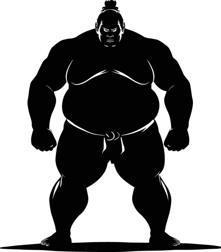 AI generated Silhouette Japanese sumo athlete black color only vector