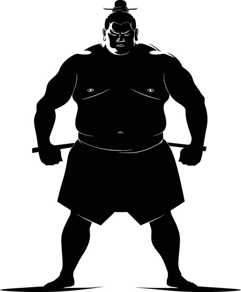 AI generated Silhouette Japanese sumo athlete black color only vector