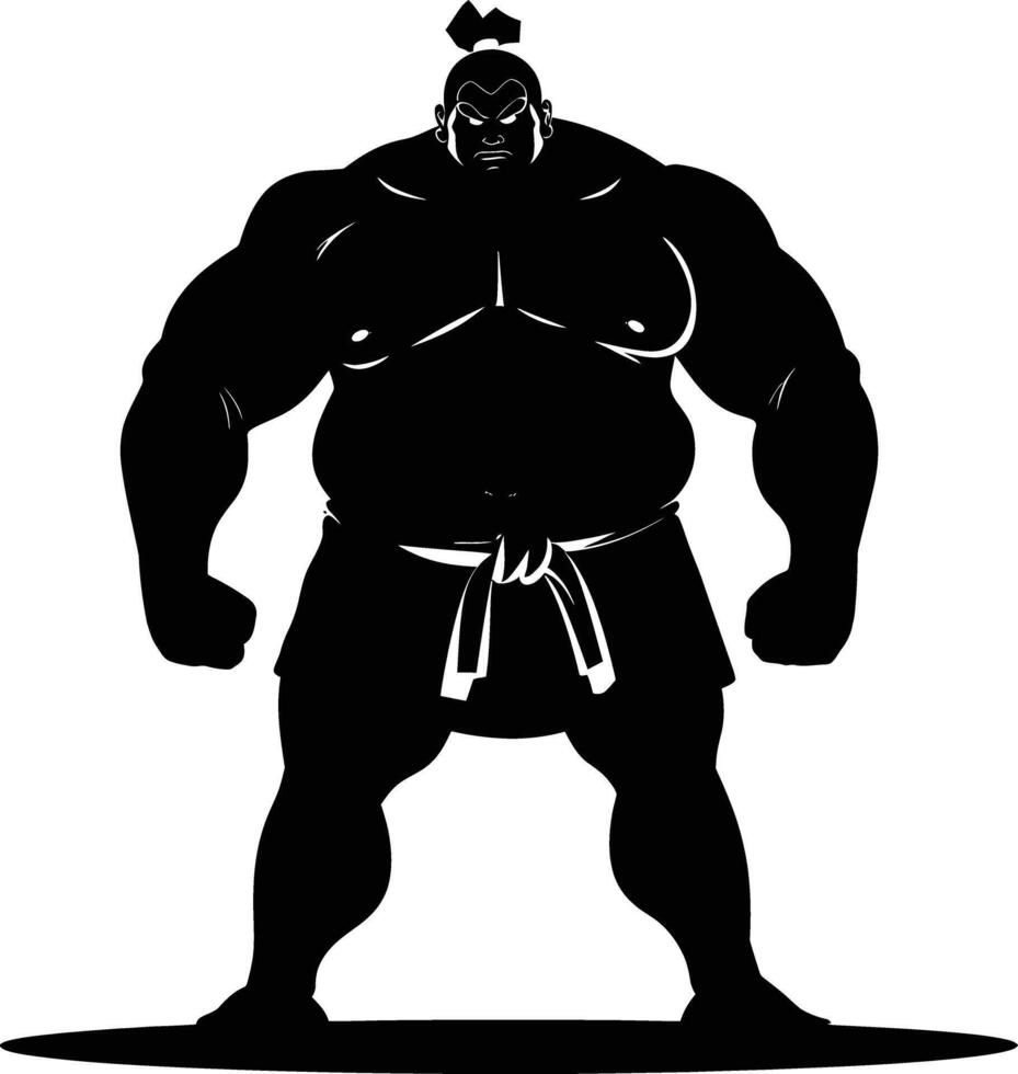 AI generated Silhouette Japanese sumo athlete black color only vector