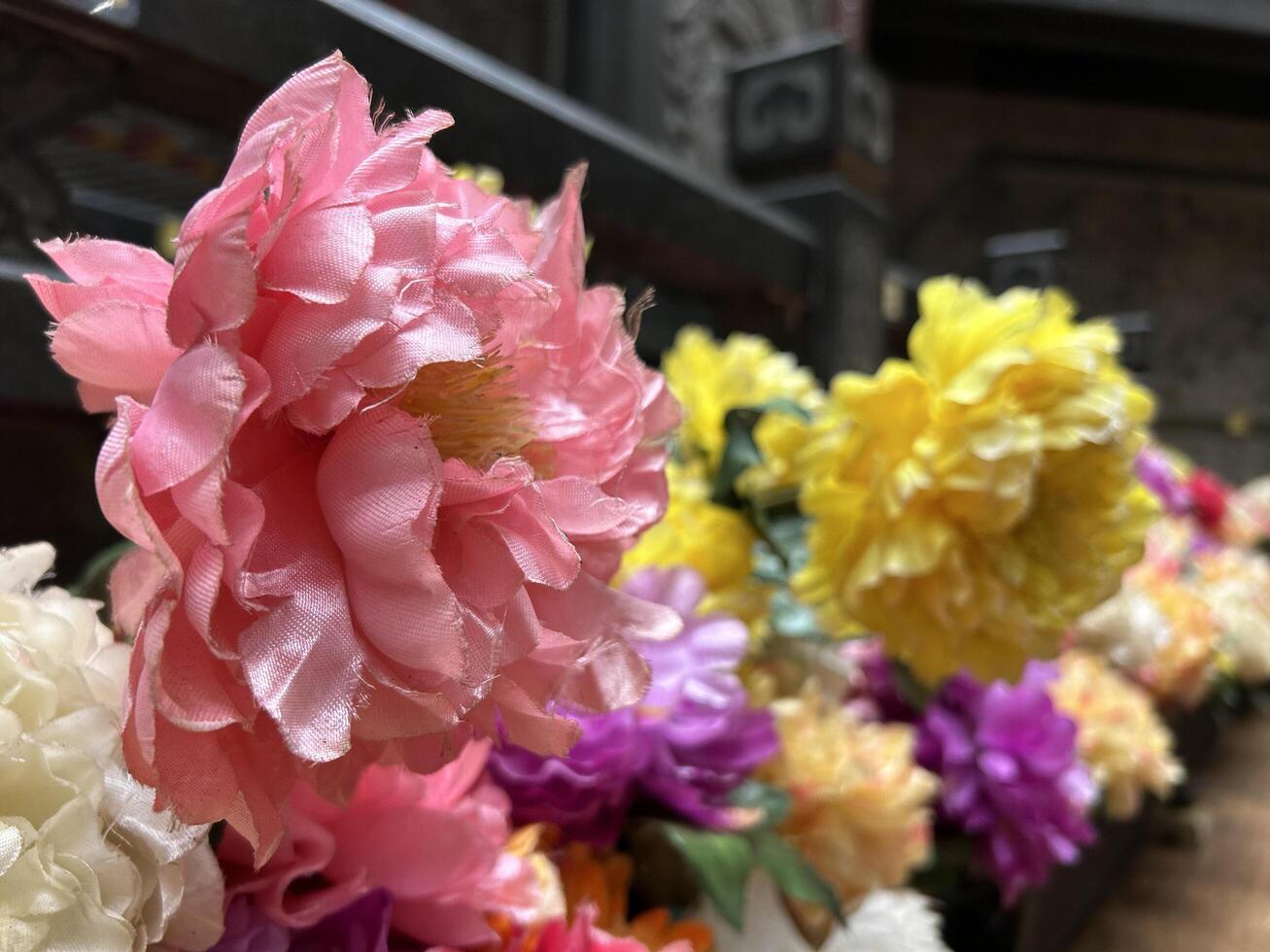 Colorful Flowers Close Up Shot in the Temple photo