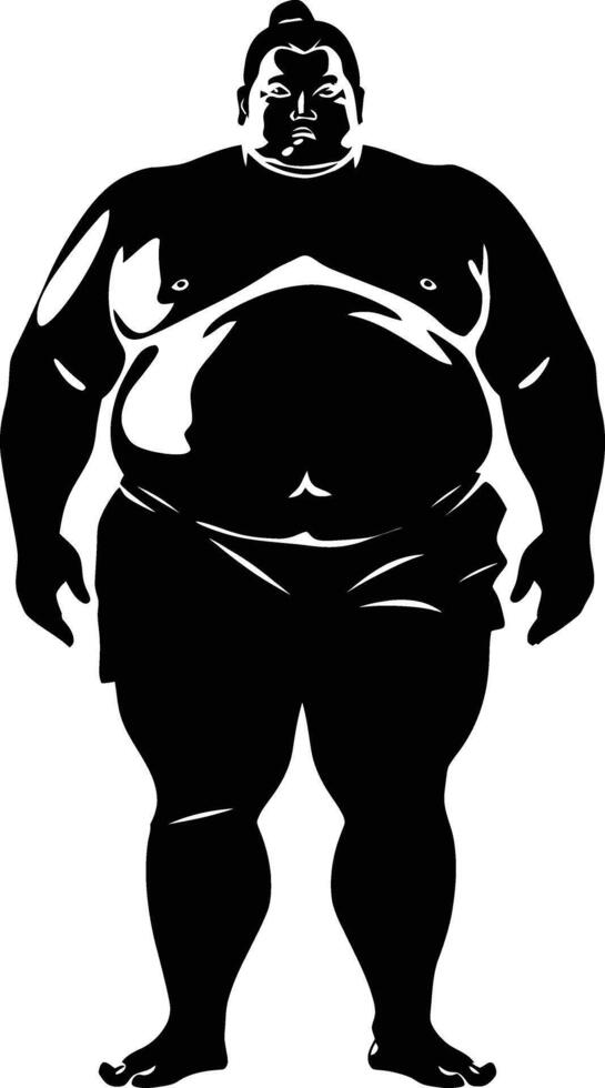 AI generated Silhouette Japanese sumo athlete black color only vector