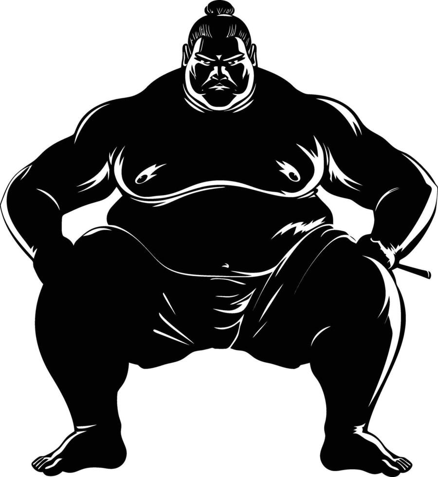 AI generated Silhouette Japanese sumo athlete black color only vector