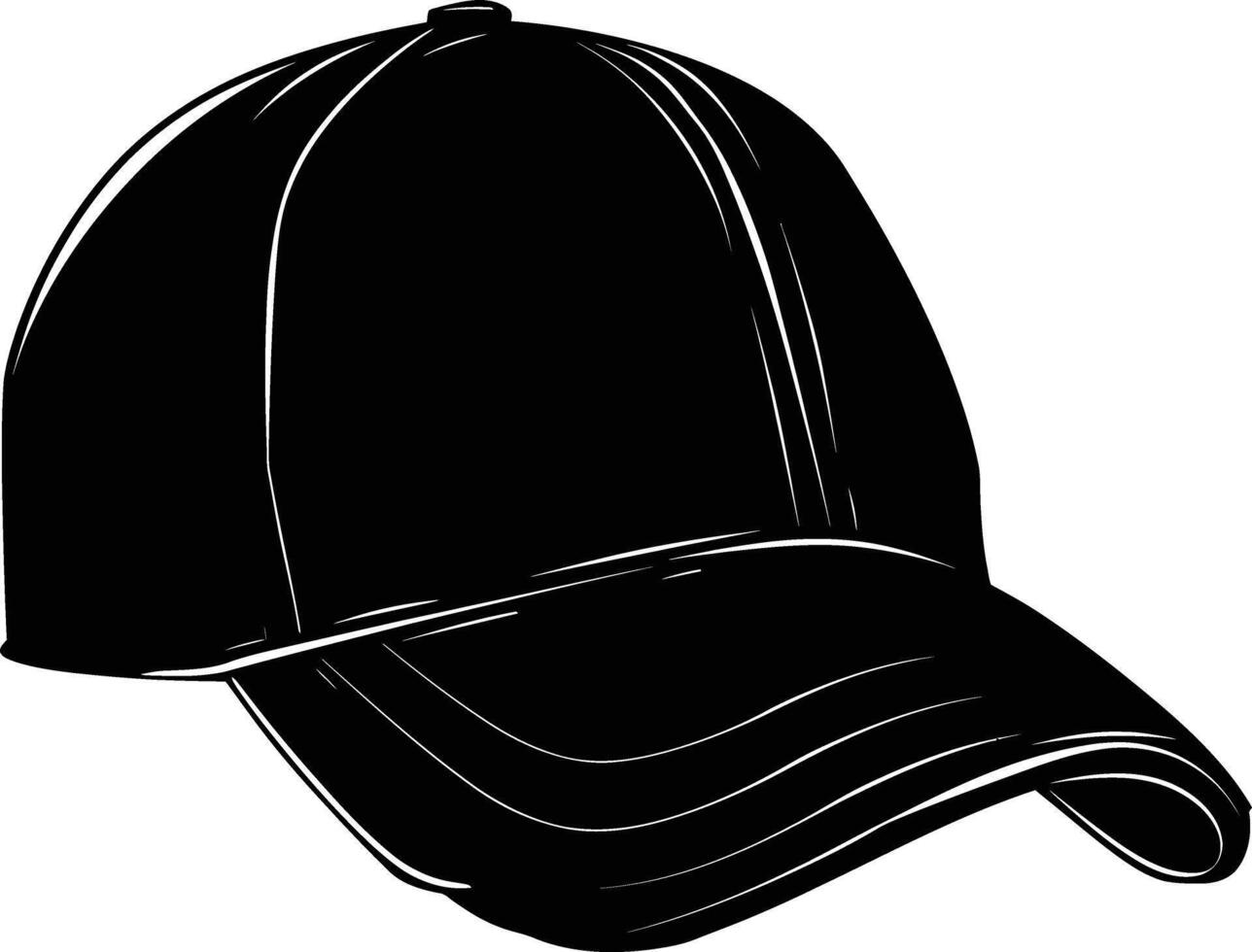 ai generado silueta béisbol sombrero negro color solamente vector