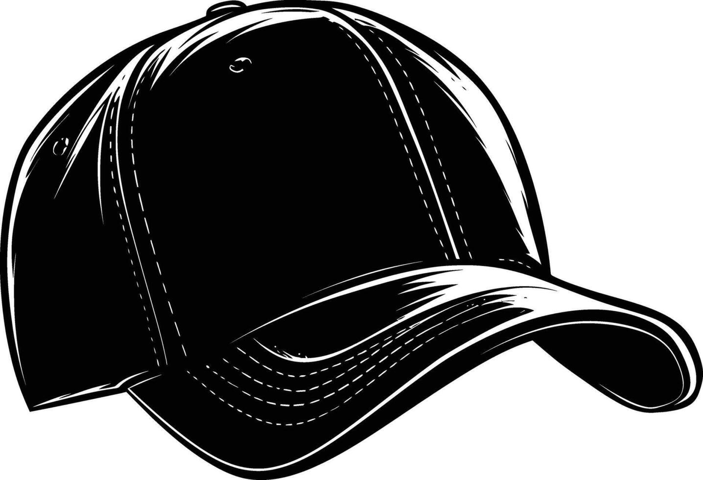 AI generated Silhouette baseball hat black color only vector