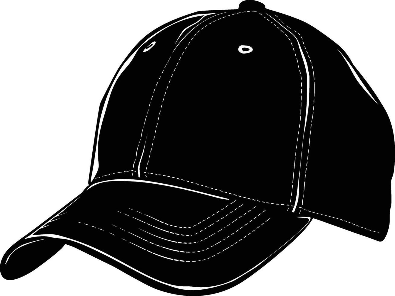 AI generated Silhouette baseball hat black color only vector