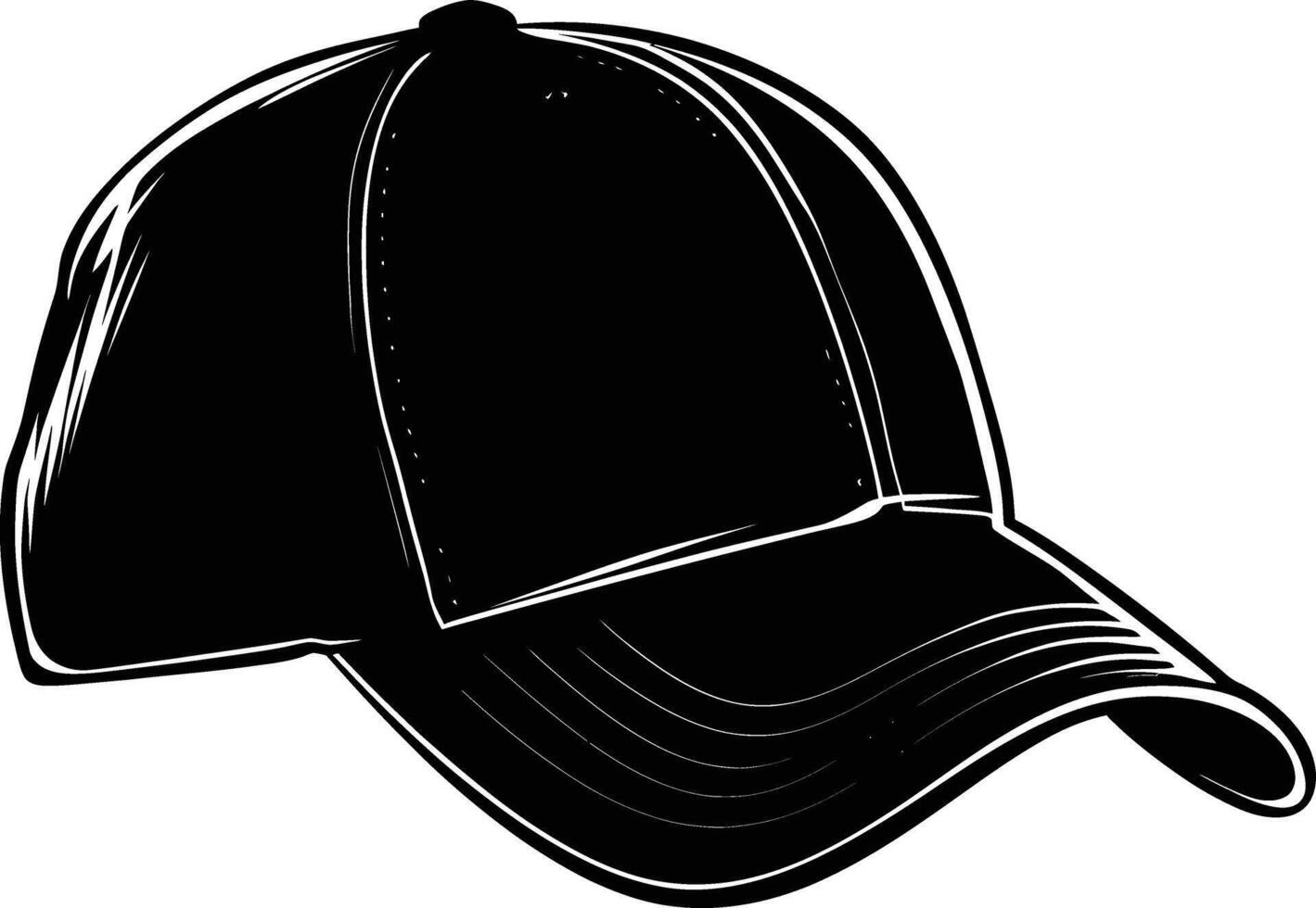 AI generated Silhouette baseball hat black color only vector